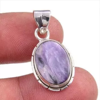 Natural Charoite Gemstone Handmade 925 Solid Sterling Silver Pendant 1.25 L4K99