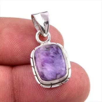 Natural Charoite Gemstone Handmade 925 Solid Sterling Silver Pendant 1.25 h0f28