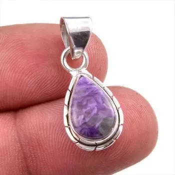 Natural Charoite Gemstone Handmade 925 Solid Sterling Silver Pendant 1.25 E0U41