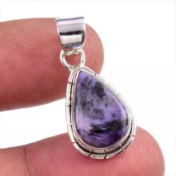 Natural Charoite Gemstone Handmade 925 Solid Sterling Silver Pendant 1.25 u1O39