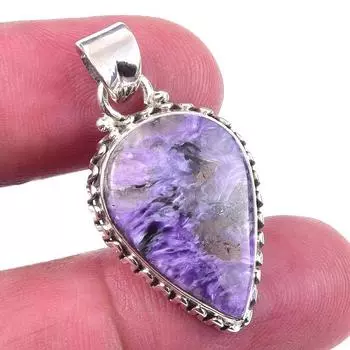 Natural Charoite Gemstone Handmade 925 Solid Sterling Silver Pendant 1.25 d0o84