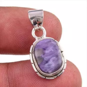 Natural Charoite Gemstone Handmade 925 Solid Sterling Silver Pendant 1.25 q9u19