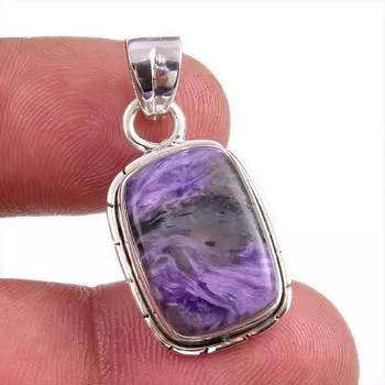 Natural Charoite Gemstone Handmade 925 Solid Sterling Silver Pendant 1.25 G7s90