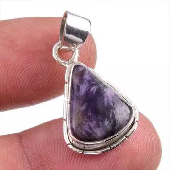 Natural Charoite Gemstone Handmade 925 Solid Sterling Silver Pendant 1.25 F2k05