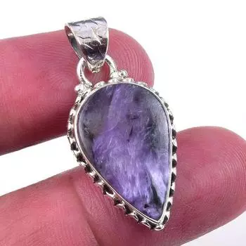 Natural Charoite Gemstone Handmade 925 Solid Sterling Silver Pendant 1.25 t2G84