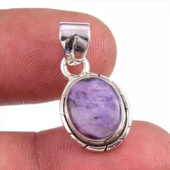Natural Charoite Gemstone Handmade 925 Solid Sterling Silver Pendant 1.25 O9e50