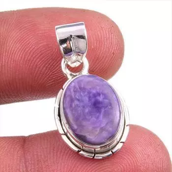Natural Charoite Gemstone Handmade 925 Solid Sterling Silver Pendant 1.25 P6b65