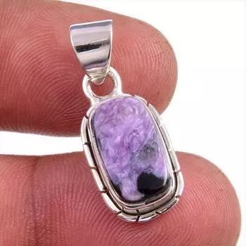 Natural Charoite Gemstone Handmade 925 Solid Sterling Silver Pendant 1.25 b7t56