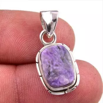 Natural Charoite Gemstone Handmade 925 Solid Sterling Silver Pendant 1.25 o0K91