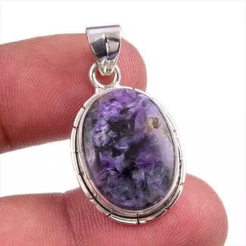 Natural Charoite Gemstone Handmade 925 Solid Sterling Silver Pendant 1.25 u3v58