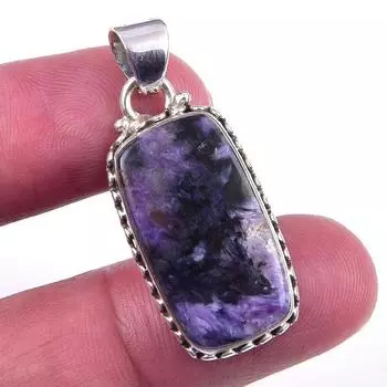 Natural Charoite Gemstone Handmade 925 Solid Sterling Silver Pendant 1.50 N8W20