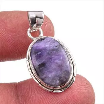 Natural Charoite Gemstone Handmade 925 Solid Sterling Silver Pendant 1.25 k1e54