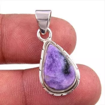 Natural Charoite Gemstone Handmade 925 Solid Sterling Silver Pendant 1.25 t0Y96