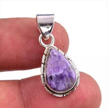 Natural Charoite Gemstone Handmade 925 Solid Sterling Silver Pendant 1.25 o1g99