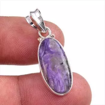 Natural Charoite Gemstone Handmade 925 Solid Sterling Silver Pendant 1.25 o8B09