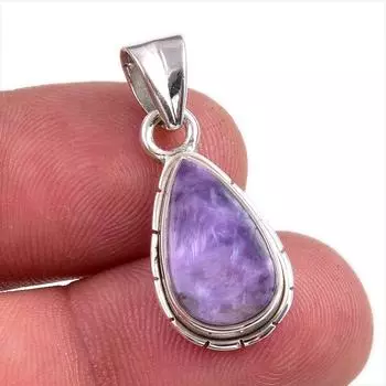 Natural Charoite Gemstone Handmade 925 Solid Sterling Silver Pendant 1.25 o8q15