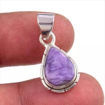 Natural Charoite Gemstone Handmade 925 Solid Sterling Silver Pendant 1.25 b2p60