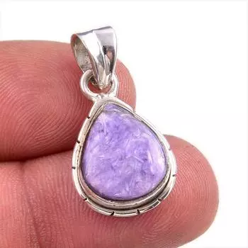Natural Charoite Gemstone Handmade 925 Solid Sterling Silver Pendant 1.25 D9J43