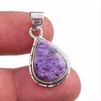 Natural Charoite Gemstone Handmade 925 Solid Sterling Silver Pendant 1.25 g9n63