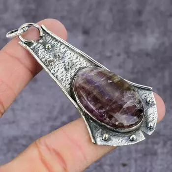 Natural Charoite Gemstone Handmade 925 Sterling Silver Pendant 3.25 s4n66