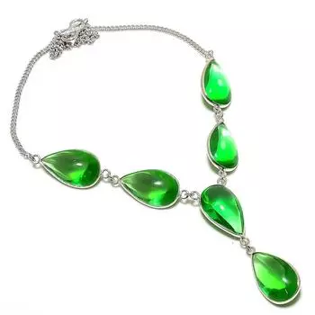 Натуральный хромдиопсид драгоценный камень 925 стерлингового серебра ювелирное ожерелье 18 q6y97