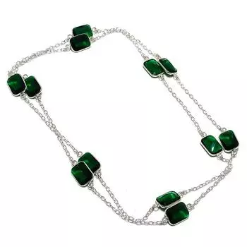 Ожерелье из серебра 925 пробы с натуральным хромдиопсидом 36 дюймов P4E07