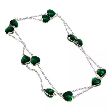 Натуральный хромдиопсид драгоценный камень 925 стерлингового серебра ювелирные изделия ожерелье 36 S0g52