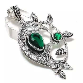 Natural Chrome Diopside Gemstone 925 Sterling Silver Jewelry Pendant 2.56 N8r94