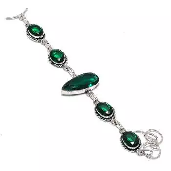 Natural Chrome Diopside Gemstone Handmade 925 Sterling Silver Bracelet 7-8 D2K19
