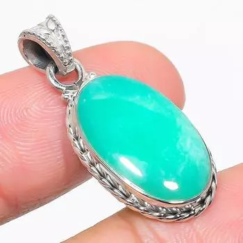 Natural Chrysoprase Gemstone 925 Solid Sterling Silver Gift Pendant 1.50 v1P01