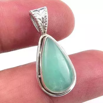 Natural Chrysoprase Gemstone 925 Solid Sterling Silver Jewelry Pendant 1 e0B39