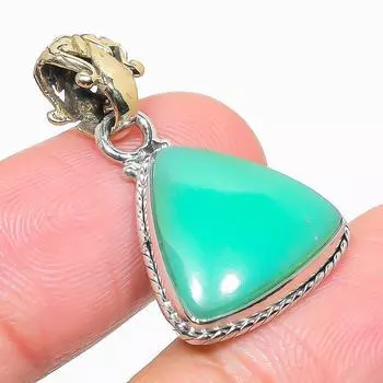 Natural Chrysoprase Gemstone 925 Solid Sterling Silver Gift Pendant 1.25 E2C57