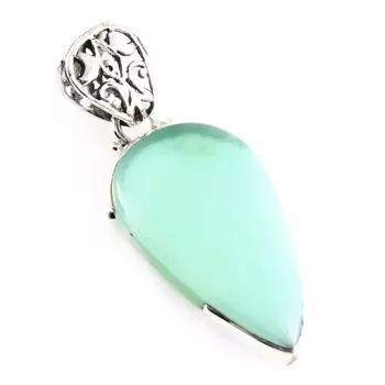 Natural Chrysoprase Gemstone 925 Solid Sterling Silver Jewelry Pendant 1.6 D4A06