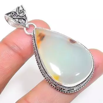Natural Chrysoprase Gemstone 925 Sterling Silver Jewelry Pendant 2.09 U2M84