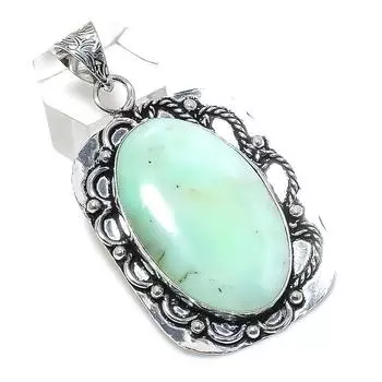 Подвеска из стерлингового серебра 925 пробы с натуральным хризопразом 2,25 дюйма K9u65