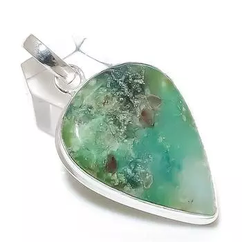 Подвеска из стерлингового серебра 925 пробы с натуральным хризопразом 2,36 дюйма N6B26