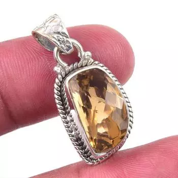 Natural Citrine 925 Solid Sterling Silver Gift Jewelry Pendant 1.25 e0G59