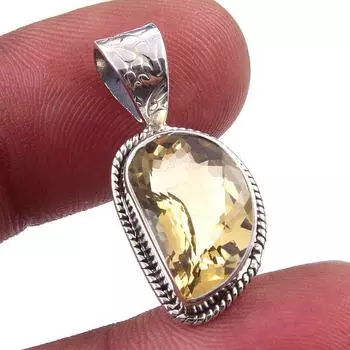 Natural Citrine 925 Solid Sterling Silver Jewelry Gift Jewelry Pendant 1 c9g14
