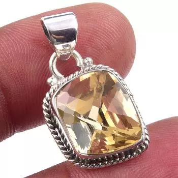 Natural Citrine 925 Solid Sterling Silver Jewelry Gift Jewelry Pendant 1 S4o01