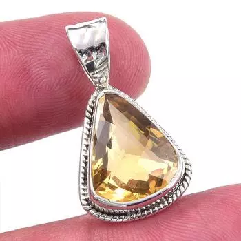 Natural Citrine 925 Solid Sterling Silver Jewelry Gift Jewelry Pendant 1 E9f25