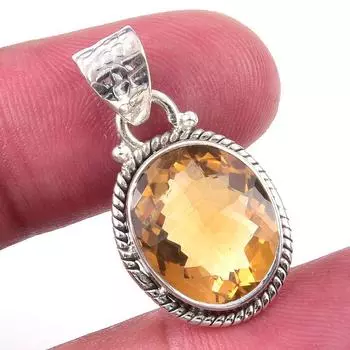 Natural Citrine 925 Solid Sterling Silver Jewelry Gift Jewelry Pendant 1 P5V78