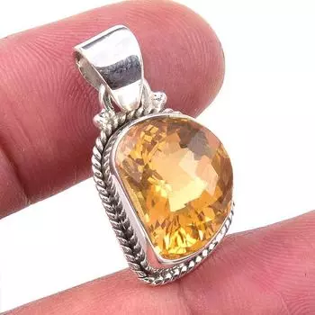 Natural Citrine Gemstone 925 Solid Sterling Silver Jewelry Pendant 1.25 m2V40