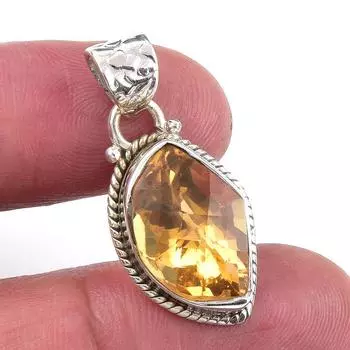 Natural Citrine Gemstone 925 Solid Sterling Silver Jewelry Pendant 1.25 g0d74