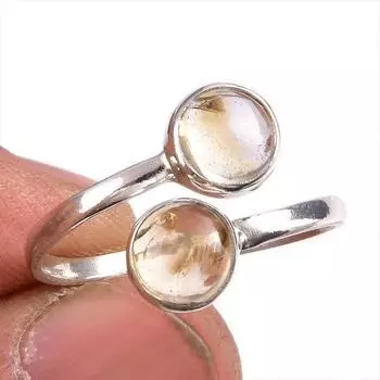 Natural Citrine Gemstone 925 Solid Sterling Silver Adjustable Ring Jewelry W4T03