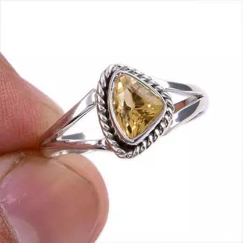 Natural Citrine Gemstone 925 Solid Sterling Silver Jewelry Ring Size 8.5 M2t27