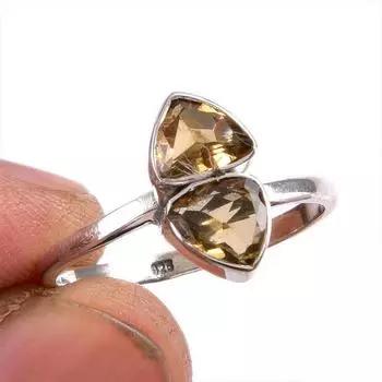 Natural Citrine Gemstone 925 Solid Sterling Silver Jewelry Ring Size 8.5 S2k95