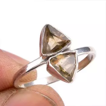 Natural Citrine Gemstone 925 Solid Sterling Silver Jewelry Ring Size 7.5 f9g57