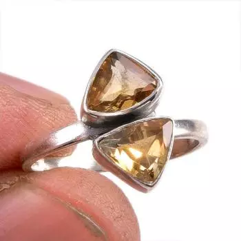 Natural Citrine Gemstone 925 Solid Sterling Silver Jewelry Ring Size 5.5 S8A93
