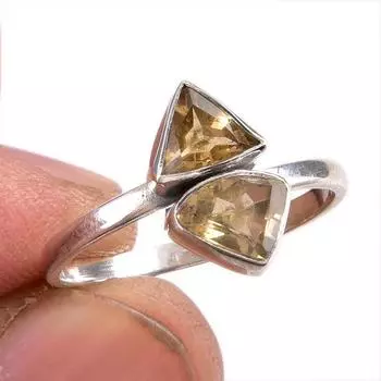 Natural Citrine Gemstone 925 Solid Sterling Silver Jewelry Ring Size 8.5 w4B63