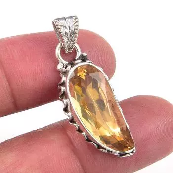 Natural Citrine Gemstone 925 Solid Sterling Silver Jewelry Pendant 1.50 F1I47